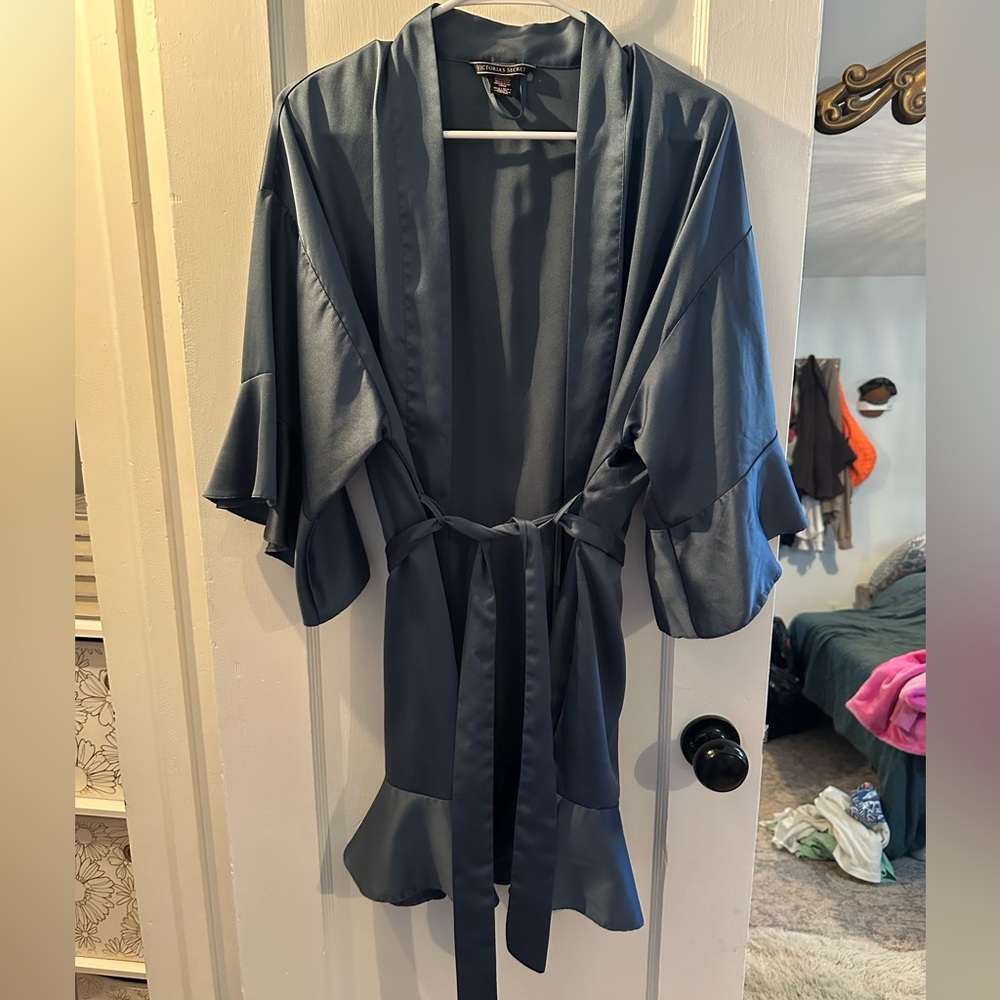Victoria's Secret Satin Robe in Deep Blue